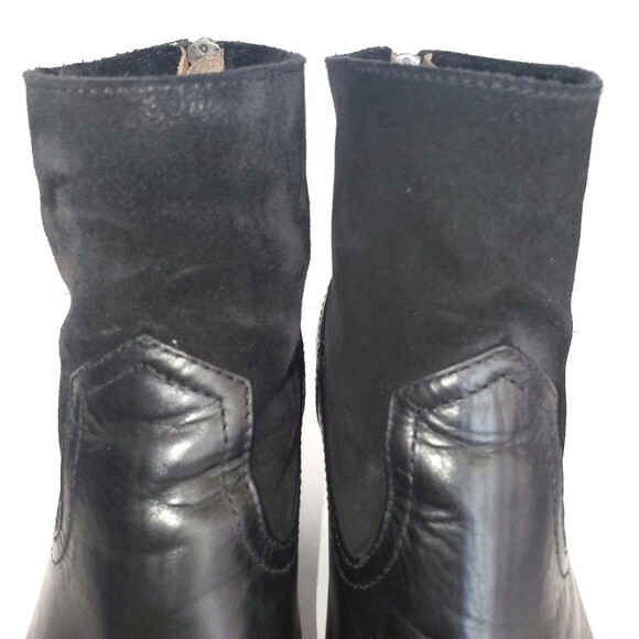 Frye Black Leather & Suede Tessa Zip Short Ankle Boot Bootie 6.5 - Picture 9 of 13